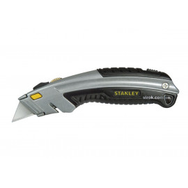 Ніж STANLEY : L= 180 мм. з висувним трапецевидним лезом, металевий корпус