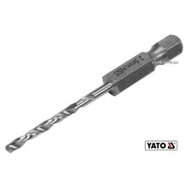 Свердло по металу YATO: HSS6542, Ø=2.5мм, HEX-1/4", l=57/26мм,для нержав.,конструкт.,легов.сталі(DW)