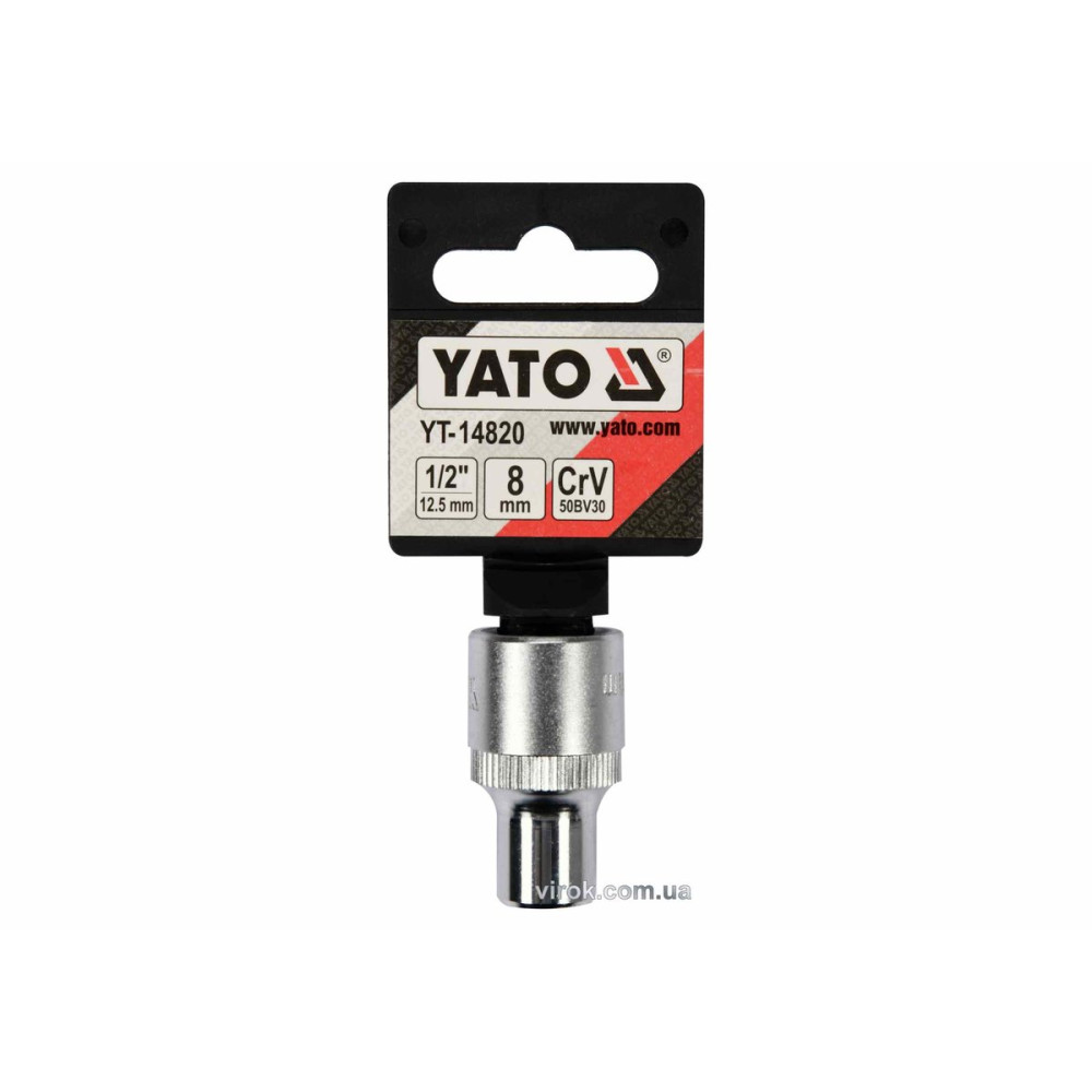 Головка торцева YATO : квадрат 1/2", SPLINE M8 мм, L= 38 мм. CrV [Блістер] [10/200]