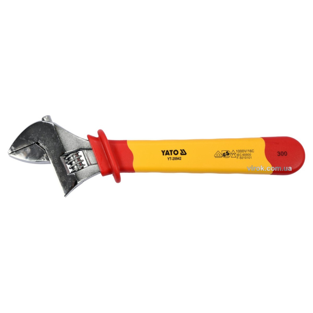 Ключ розвідний YATO : L= 300 мм, ізольований корпус VDE до 1000V (DW)