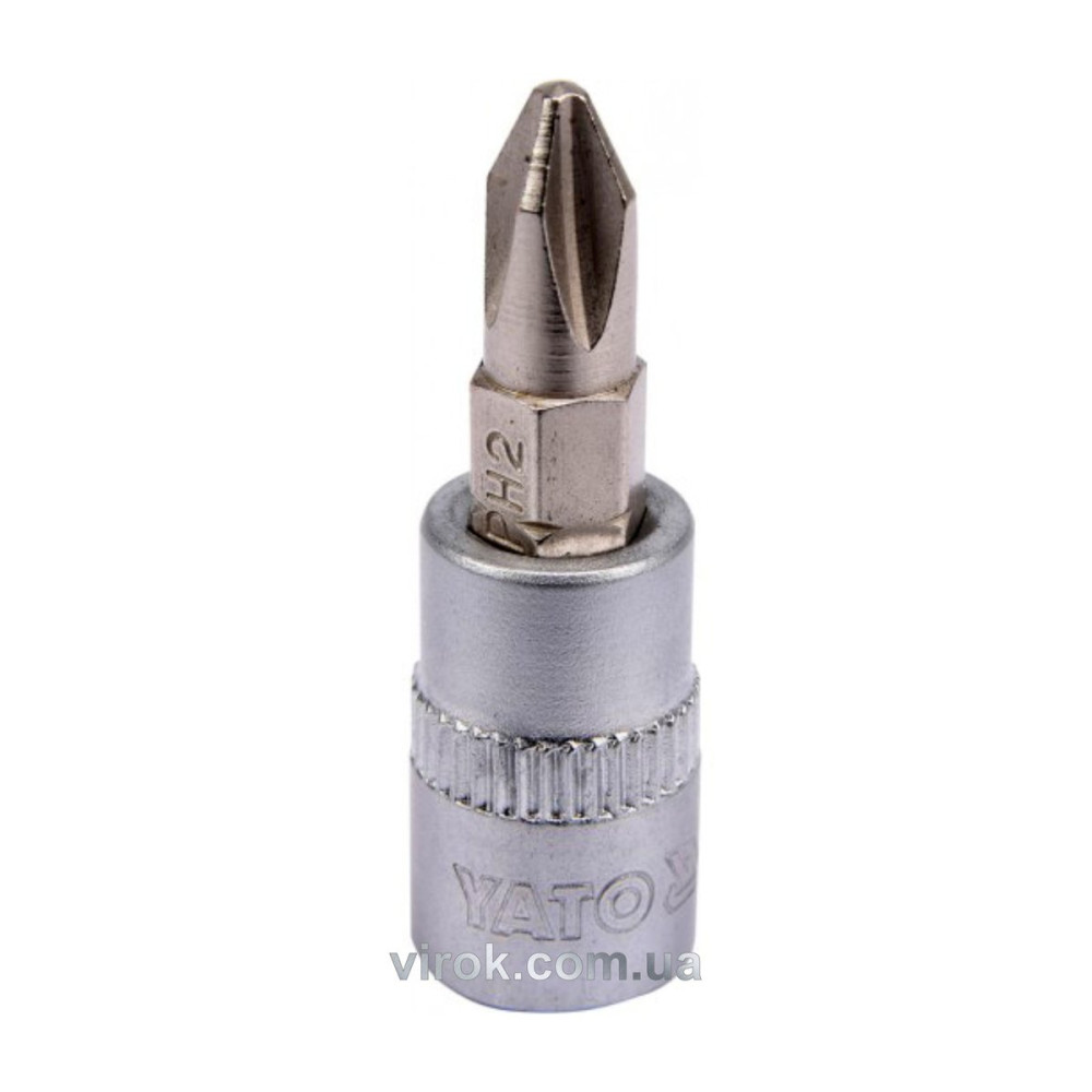 Головка торцева до квадрату 1/4" YATO з насадкою "Philips" PH2, L= 37 мм [150/600]