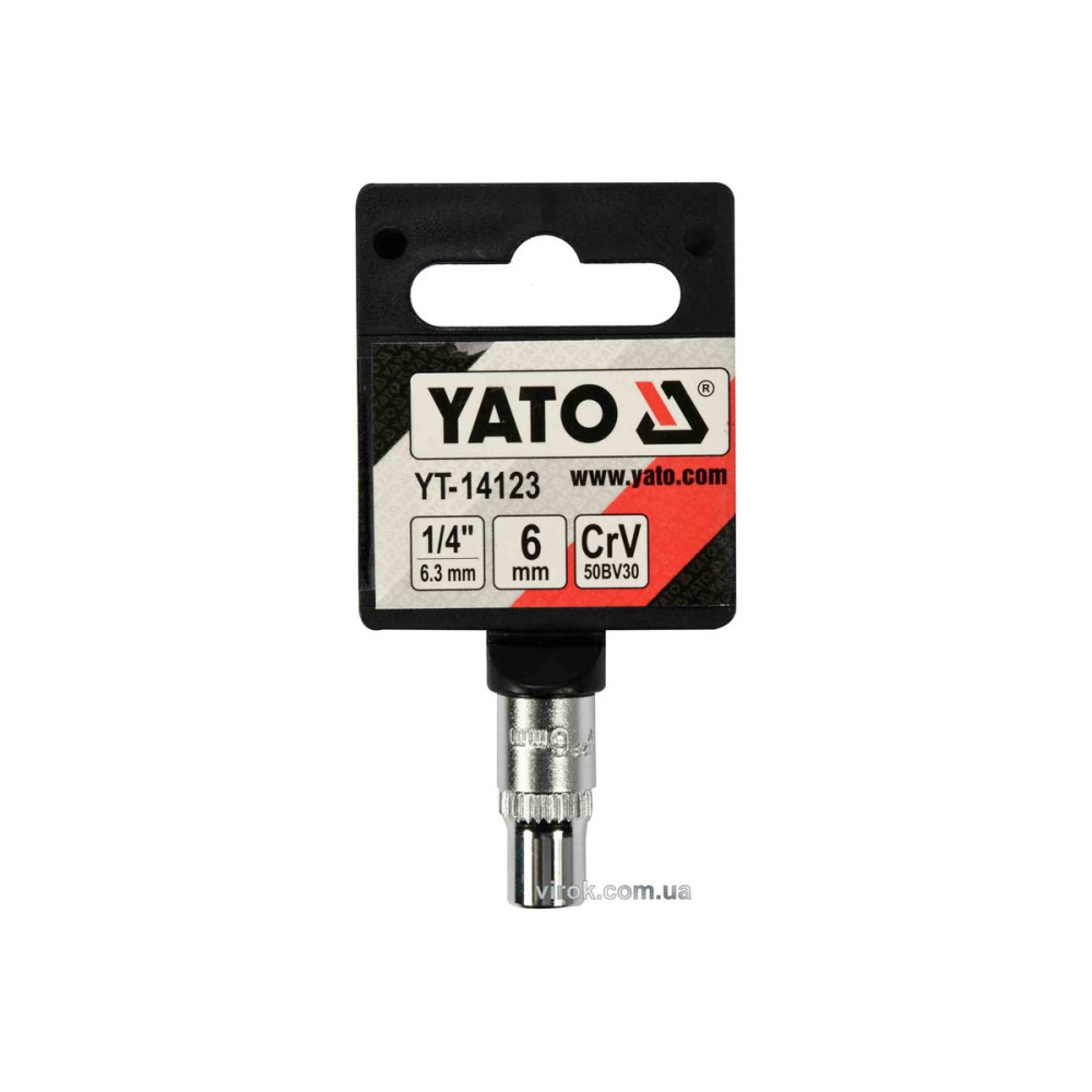 Головка торцева 6-гранна YATO : квадрат 1/4", М6, CrV [Блістер] [12/360]
