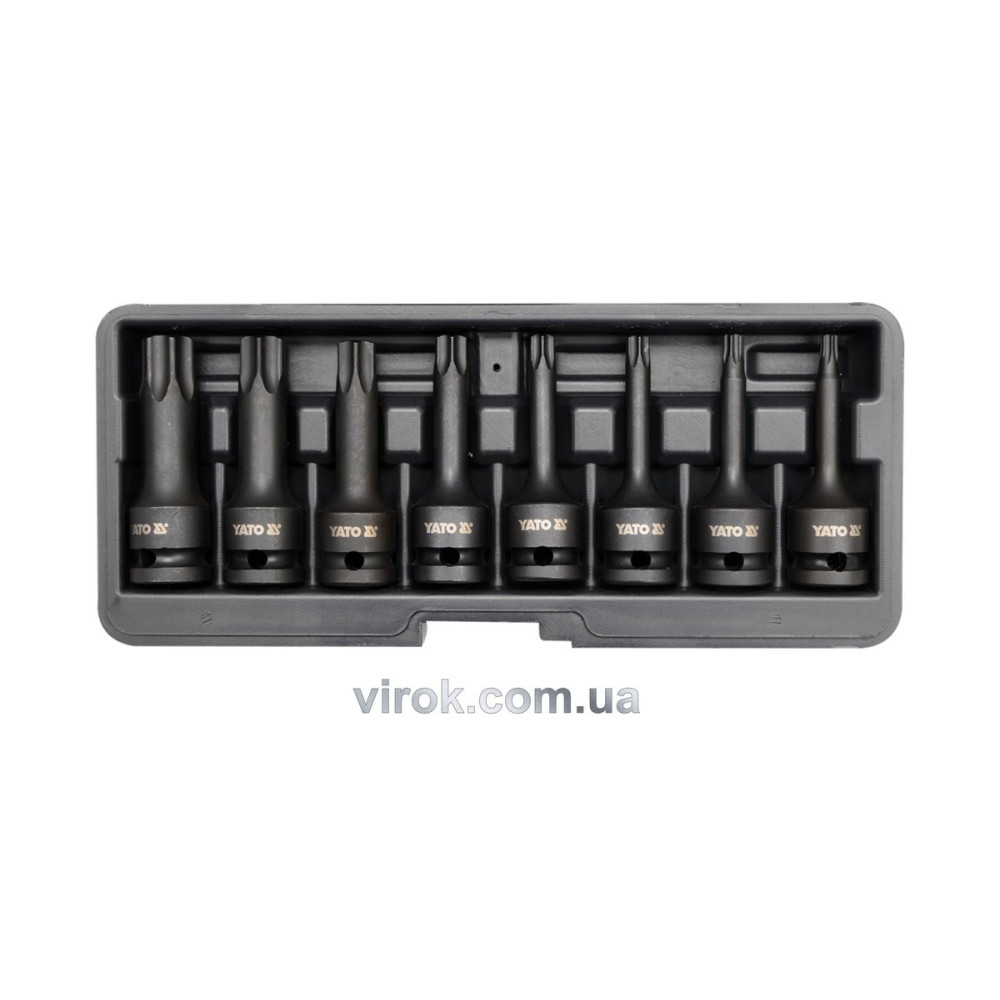 Набір насадок викруткових ударних YATO : TORX T30-T80. квадрат 1/2". 8 Од. [15]