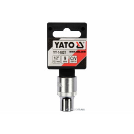 Головка торцева YATO : квадрат 1/2", SPLINE M9 мм, L= 38 мм. CrV [Блістер] [10/200]