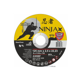 Диск відрізний по металу/нержав. сталі NINJA : Ø= 125 х 22.23 мм, t= 2,5 мм (25шт/уп)