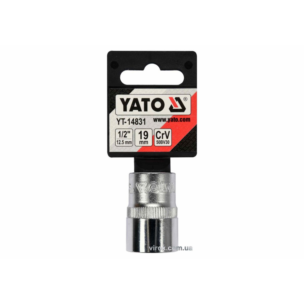 Головка торцева YATO : квадрат 1/2", SPLINE M19 мм, L= 38 мм. CrV [Блістер] [10/200]
