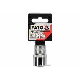 Головка торцева YATO : квадрат 1/2", SPLINE M19 мм, L= 38 мм. CrV [Блістер] [10/200]