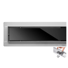 Трап підлоговий для душу з нержавіючої сталі "BLACK GLASS" FALA; 60х 7х 7 см [6]