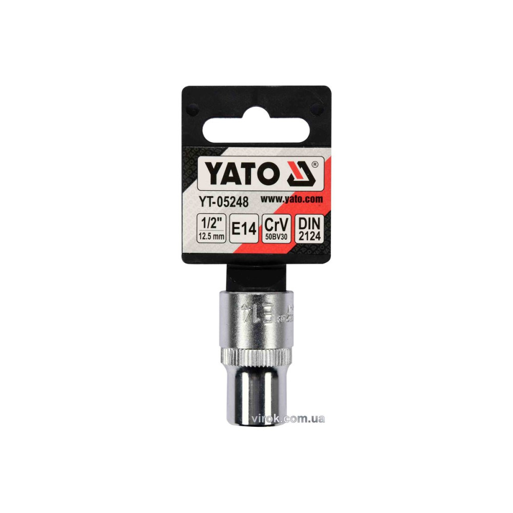 Головка торцева YATO : TORX E14, квадрат 1/2", CrV, DIN 2124 [Блістер] [6/180]