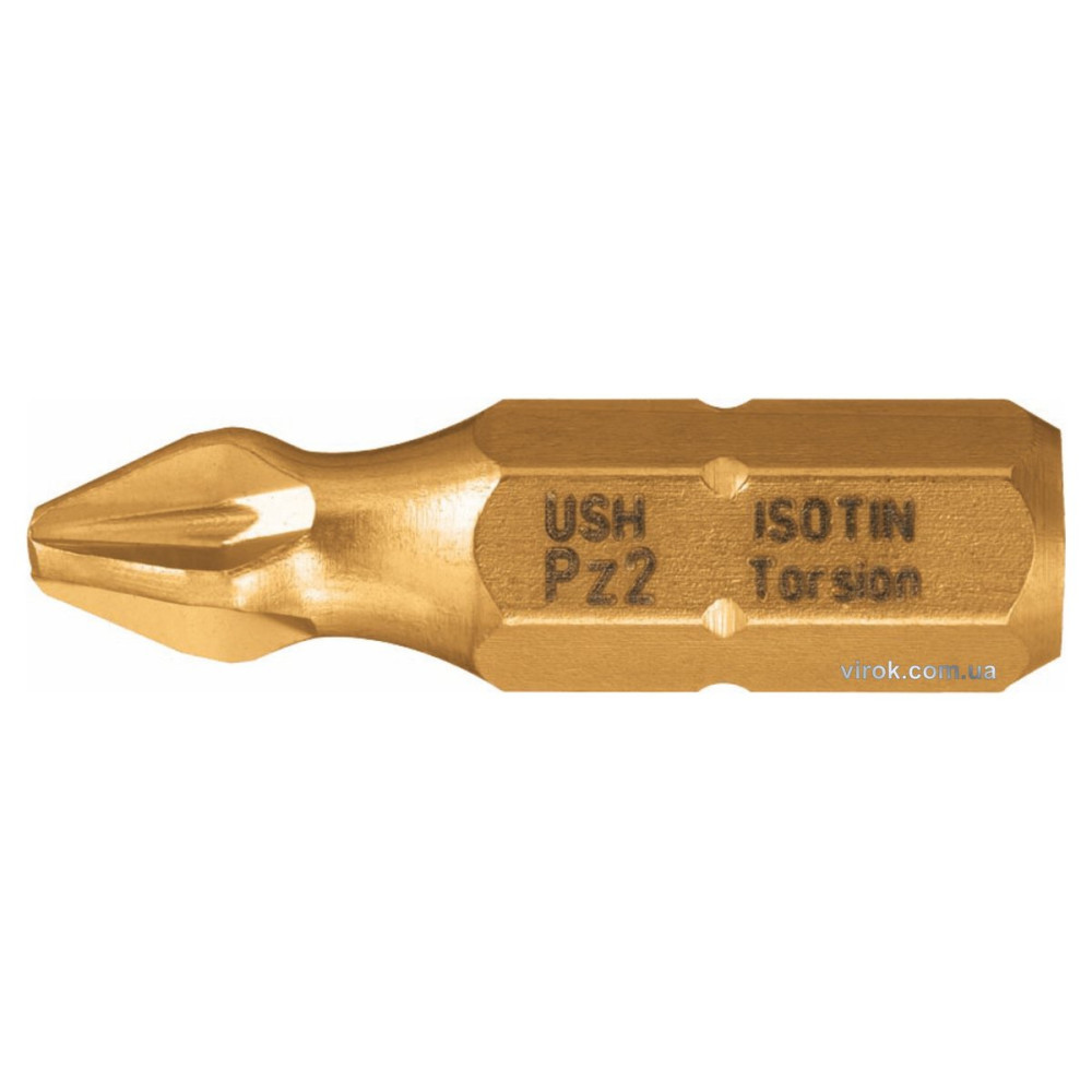 Насадка викруткова USH ISOTIN : Pozidriv PZ2 x 25 мм. Torsion, титанове покриття. Уп. 10 шт.