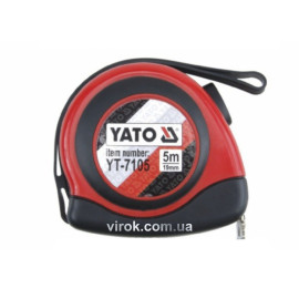 Рулетка YATO : L= 5 м х 19 мм. з нейлоновим покриттям, магнітним наконечником YT-7105