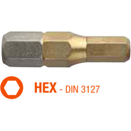 Насадка викруткова USH ISOTIN : HEX 2.5 x 25 мм. шестигранна, титанове покриття. Уп. 10 шт.