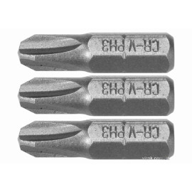 Насадки викруткові STHOR : Phillips PH1, PH2, PH3 x 25 мм, HEX 1/4", Cr-V, 3 шт (DW)