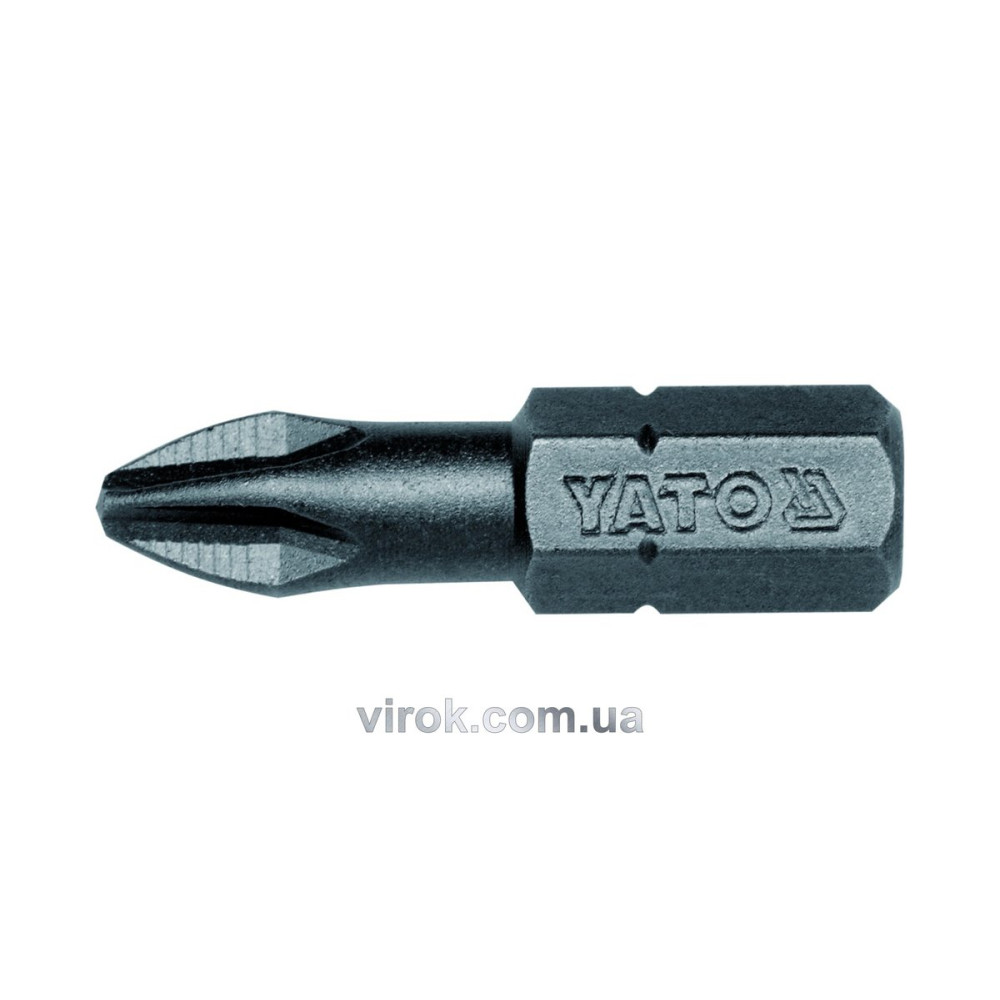 Насадка викруткова YATO : "Philips" PH2 x 25 мм. HEX 1/4", AISI S2, пак 50 (Шт/ Уп.) [20/40]