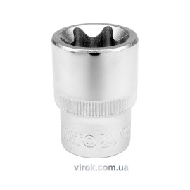 Головка торцева YATO : TORX E16, квадрат 1/2", L= 38 мм. CrV,  [12/120/240]