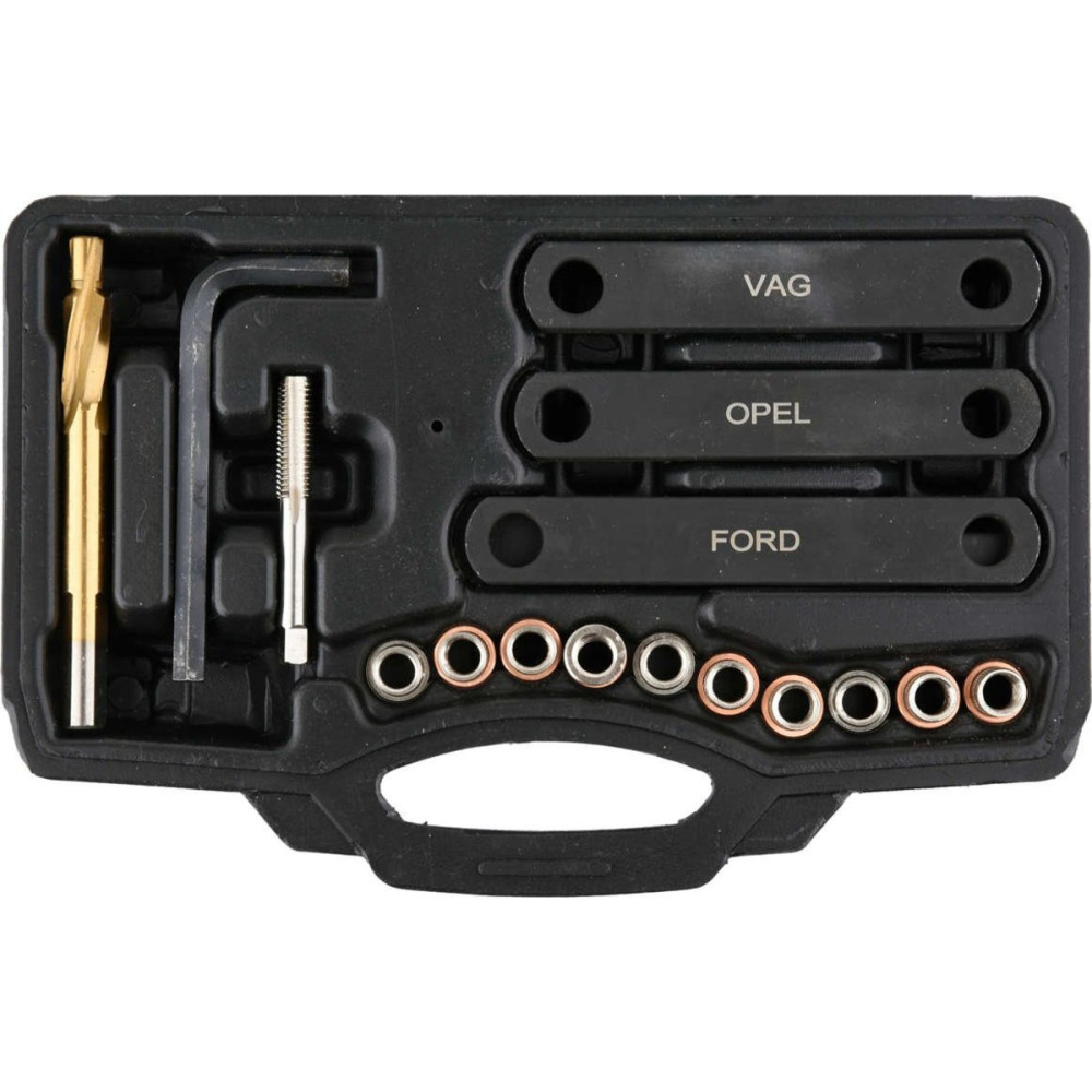 Засоби для ремонту різьби гальмівних супортів FORD/OPEL/VAG YATO, М9х1,25; 16 елем. [10]