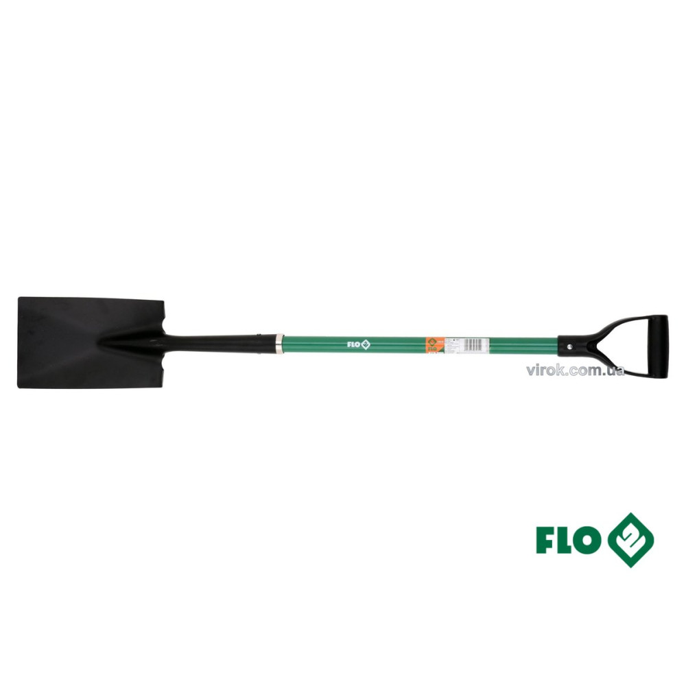 Лопата штикова FLO пряма : 17.5 x 27 x 120 см, сталева основа, скловолоконна ручка [6]