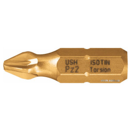 Насадка викруткова USH ISOTIN : Pozidriv PZ3 x 25 мм. Torsion, титанове покриття. Уп. 10 шт.