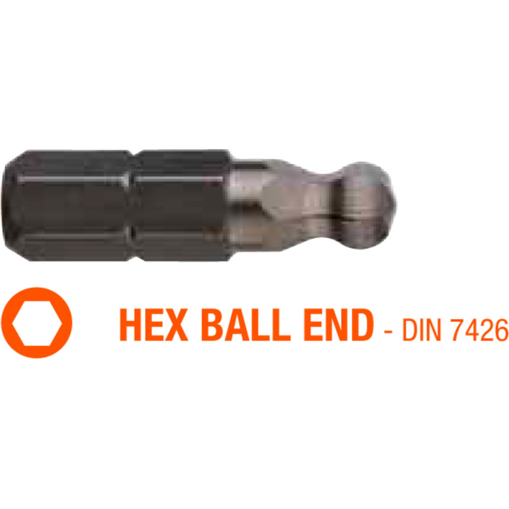 Насадка викруткова USH Industry : HEX SW3K x 25 мм BallEnd заокруглена, Уп. 5 шт.