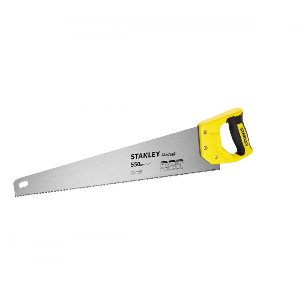 Ножівка по дереву STANLEY "SHARPCUT" : L= 550 мм, 7 зубів/1"