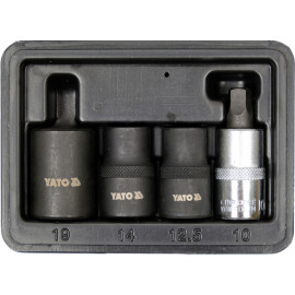 Головки 5-гранні для гальмівних супортів авто YATO: квадр-1/2", 12.5, 14, 19 мм біта-1мм, 4 шт [20]