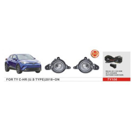 Фары доп.модель Toyota C-HR 2018-19/TY106/U.S TYPE/H11-12V55W/эл.проводка