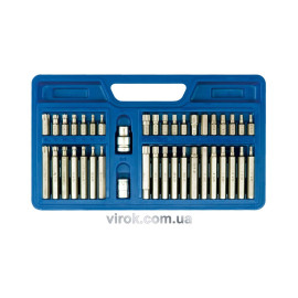 Насадки викруткові VOREL : квадрат 1/2",3/8", HEX TORX SPLINE. CrV [пластм Бокс]. Набір 40 шт.[10]