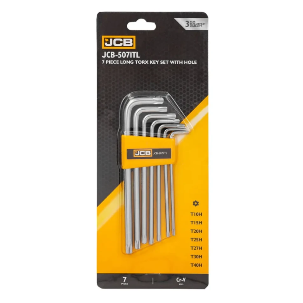 Haбіp Г-подіб. ключів подовжених з отвором TORX 7 пр. (T10H-T40H) JCB Tools JCB-5071TL