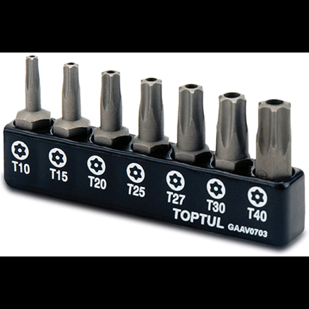 Набор бит TORX с отверстием TOPTUL 1/4" 7ед. (T10-T40) GAAV0703
