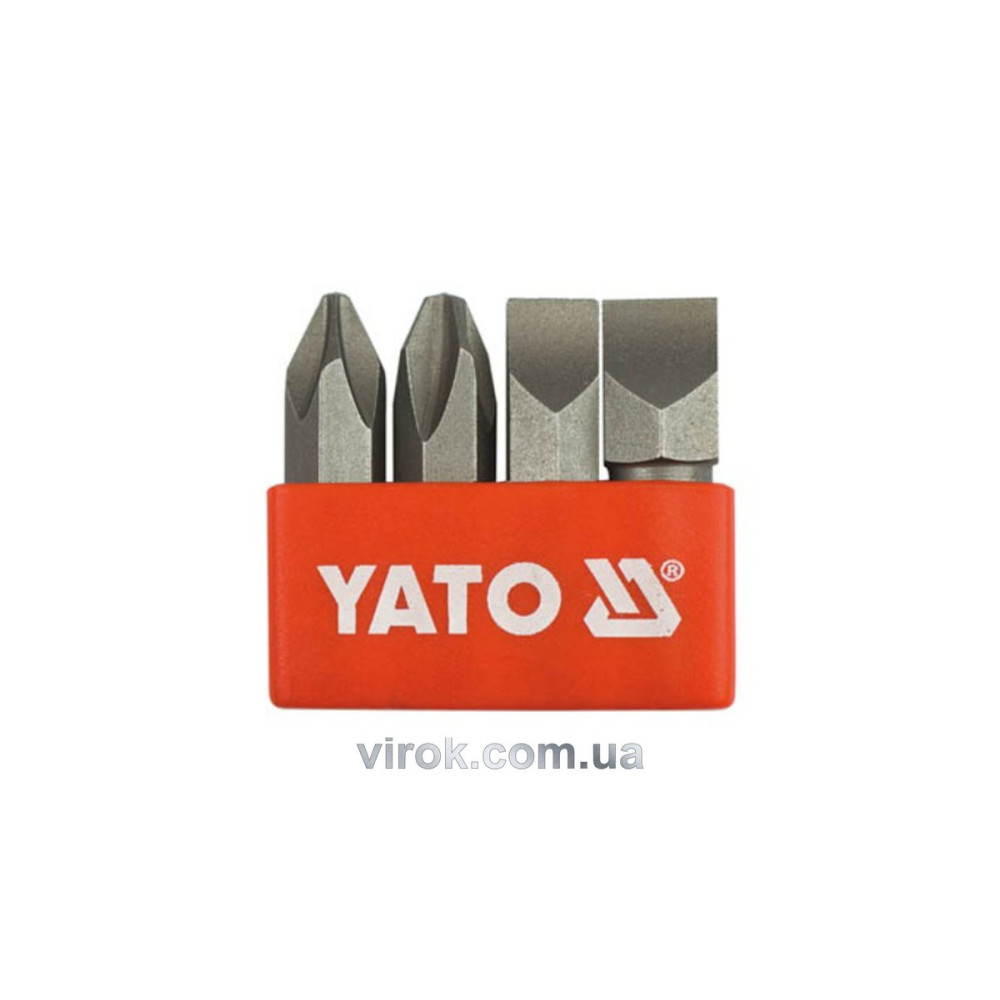 Викруткові вставки ударні YATO: хрест. і плаский шліци: PH2/3 і S8/10х36мм, HEX Ø= 5/16" 4шт[10/100]