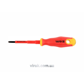 Викрутка хрестова діелектрична ізольована YATO : PH1 x 80 мм. VDE до 1000V [12/120]
