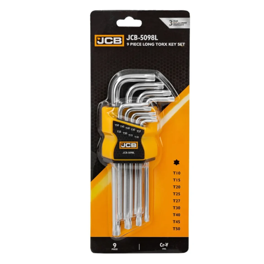 Haбіp Г-подіб. ключів подовжених TORX 9 пр. (T10-T50) JCB Tools JCB-5098L