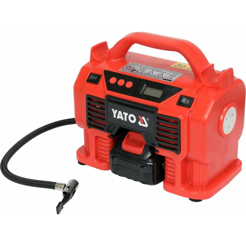 Компресор акумуляторний YATO Li-Ion 18 В, 3.0 AxГ, 60 Вт,тиск ≤ 11 Bar, подача повітря- 21 л/хв YT-23247