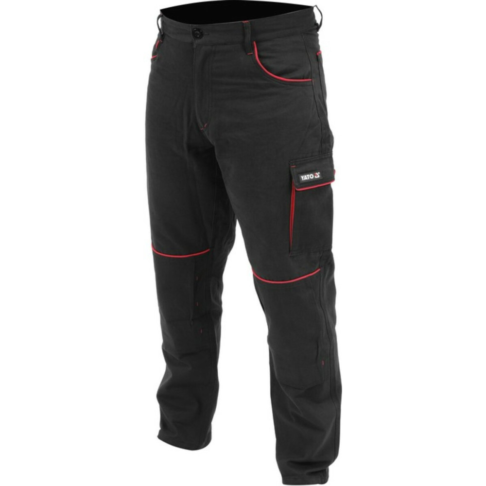 Штани робочі COMFY YATO розмір L, чорно-червоні, 7 кишень, 100% бавовна [10]