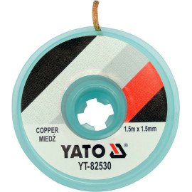 Лента плетеная из меди для очистки от припоя YATO, l= 1,5 м, W= 1,5 мм в катушке в корпусе YT-82530