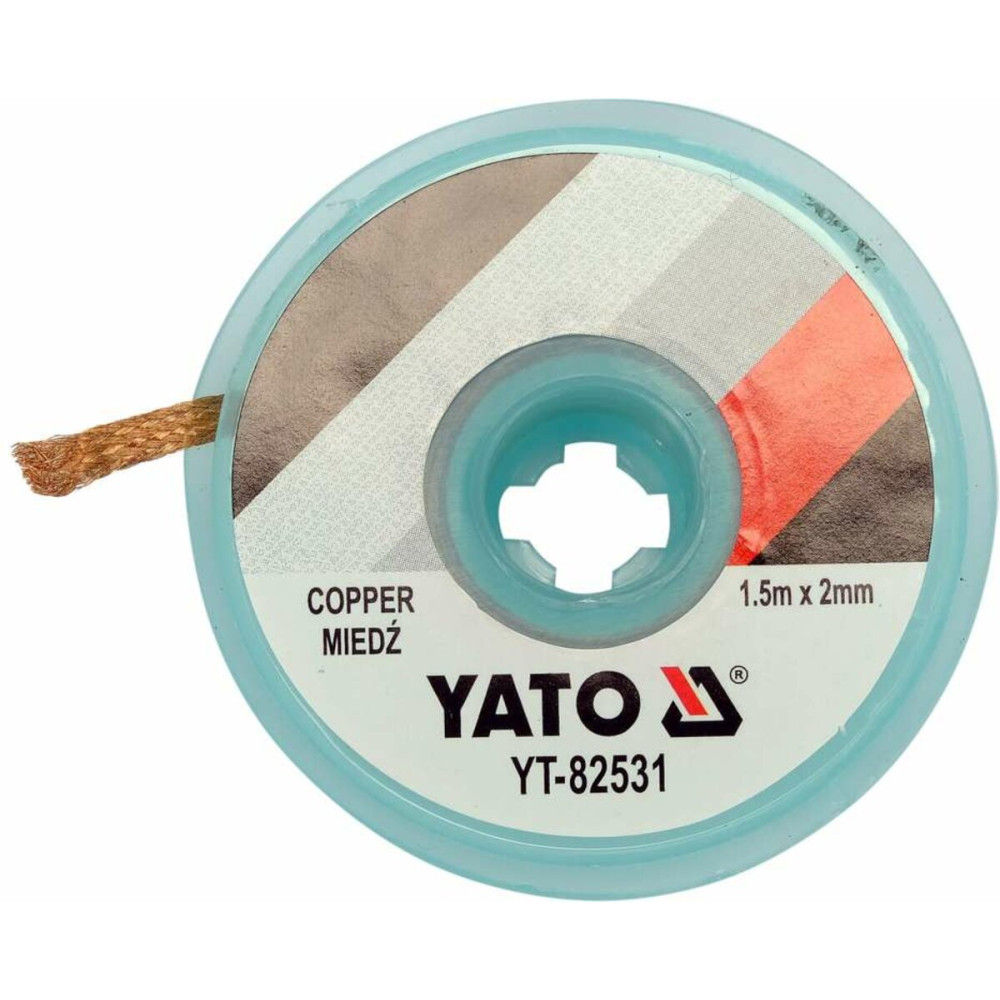 Стрічка плетена з міді для очищення від припою YATO, l= 1,5 м, W= 2 мм в котушці в корпусі YT-82531