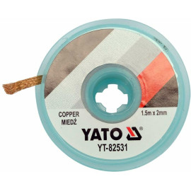Стрічка плетена з міді для очищення від припою YATO, l= 1,5 м, W= 2 мм в котушці в корпусі YT-82531