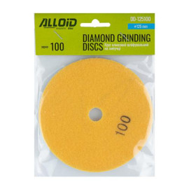 Alloid. Круг алмазный шлифовальный на липучке 125 мм, зерно 100