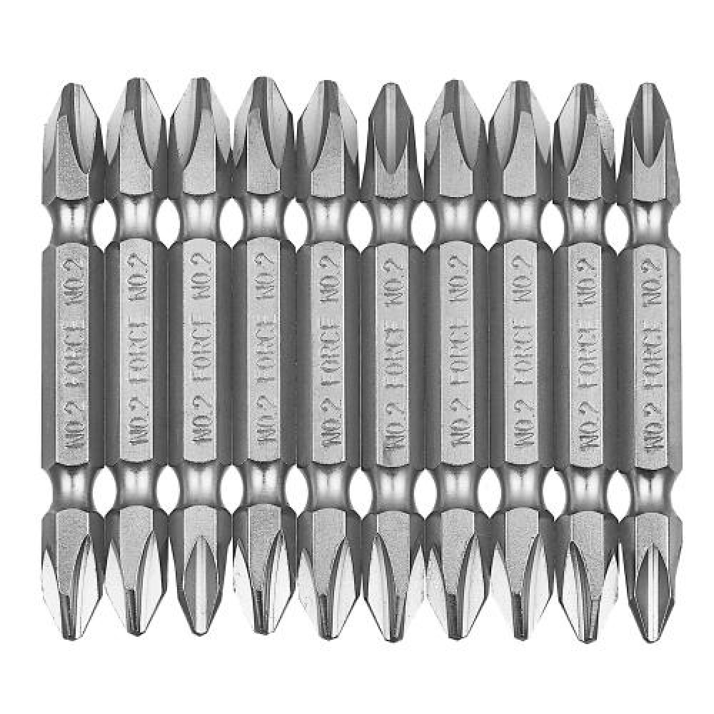 Набор бит крестовых Philips, двухсторонние РН.2, L=65 мм, 10 пр. (FORCE 2101L)