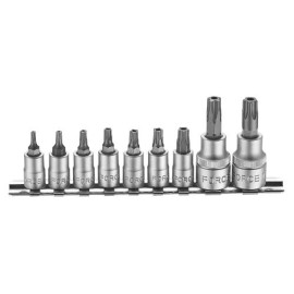 1/4", 3/8" Набор головок-бит Torx 5-лучевых с отверстием (TS10-TS50) 9 пр. (FORCE 3095)