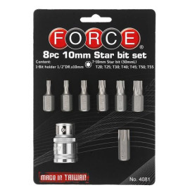 1/2" Набор бит Torx 10 мм 8 пр. на блистере (Т20-Т55) (FORCE 4081)