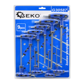 Набор Т-образных ключей TORX (пластиковая ручка) 9 единиц GEKO G30587