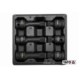 Набір насадок викруткових ударних YATO: SPLINE M14 M16 M18 квадрат 1/2". L= 43/78мм CrMo, 6 Од. [20]