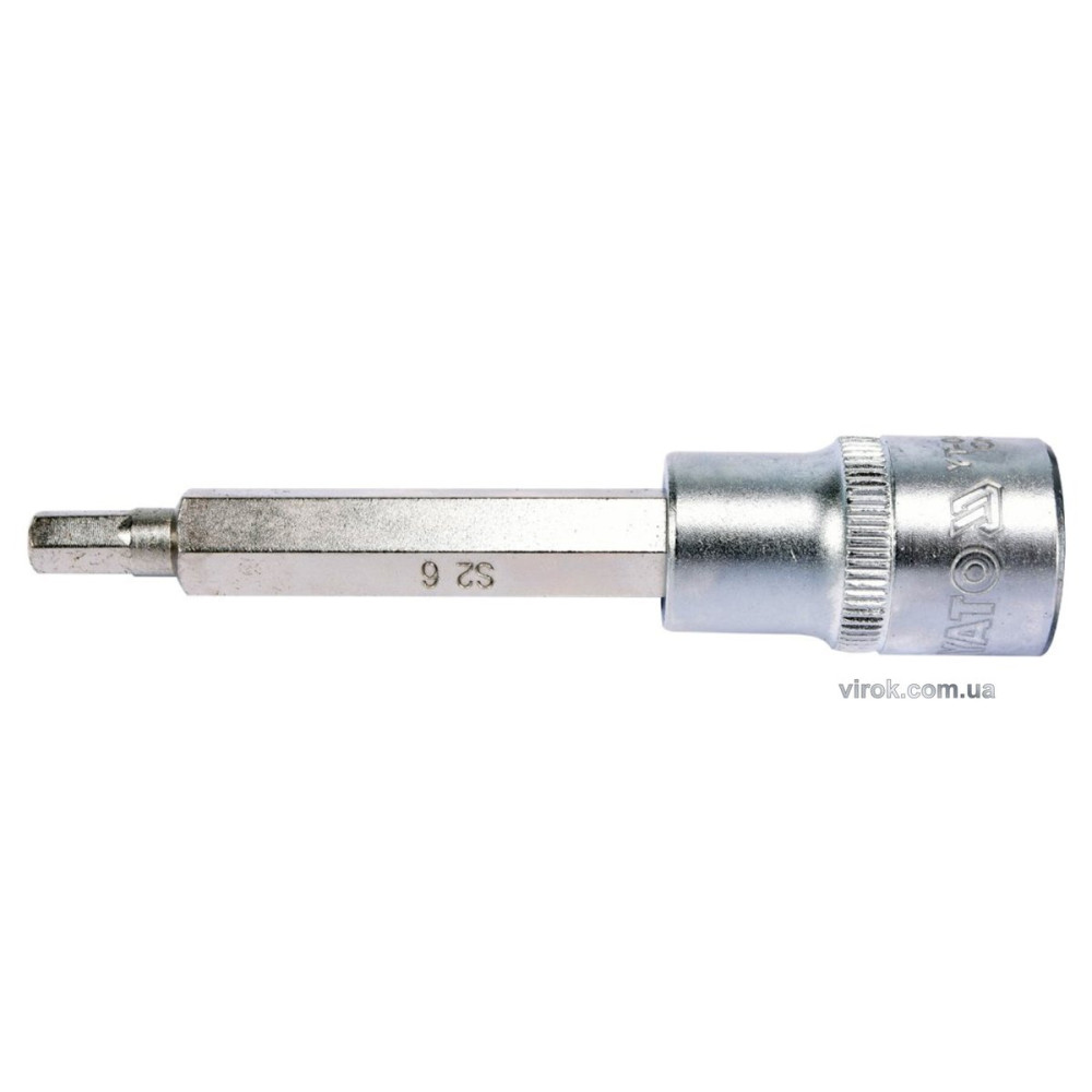 Головка торцева з насадкою HEX YATO : квадрат 1/2". HEX M6, L= 100 мм. подовжена [20/120]