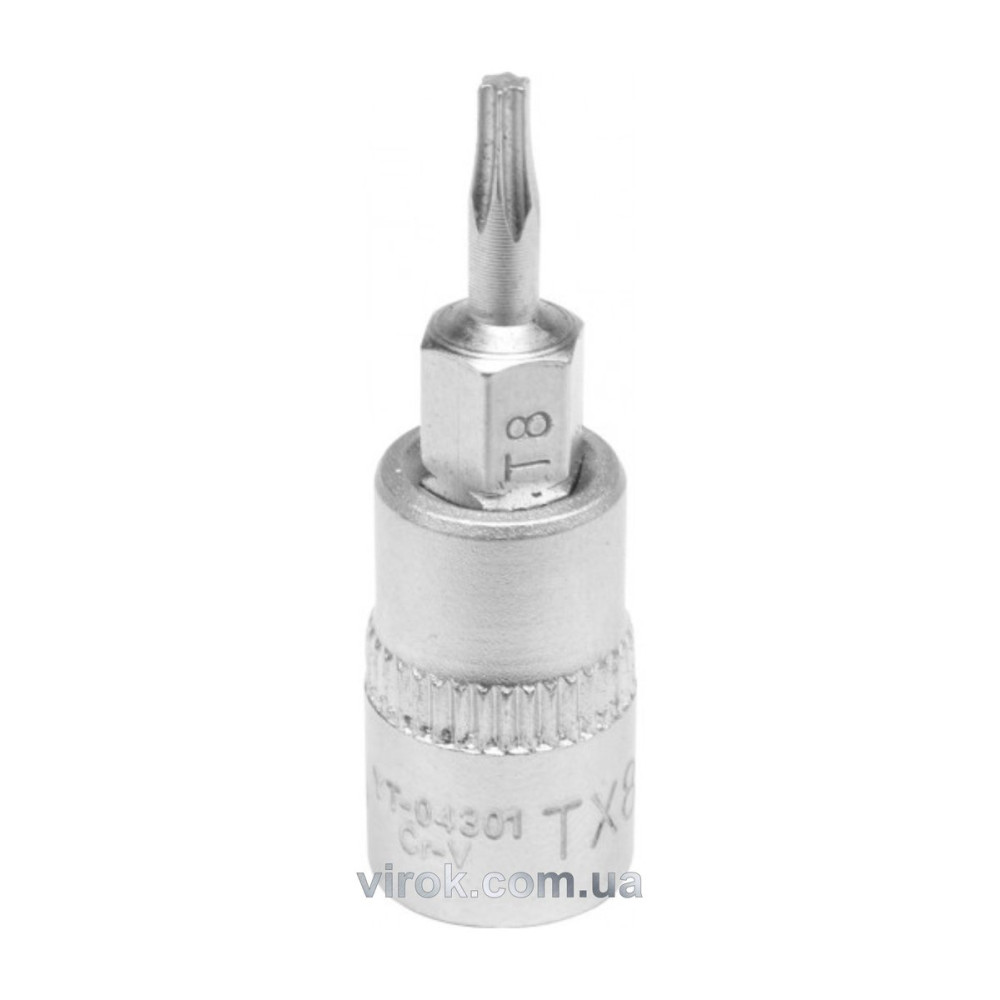 Головка торцева до квадрату 1/4" YATO з насадкою "TORX" Т8, L= 37 мм [150/600]
