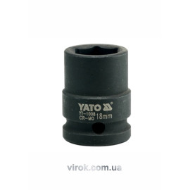 Головка торцева ударна 6-гранна YATO : квадрат 1/2", М= 18 мм, L= 39 мм [40/160]