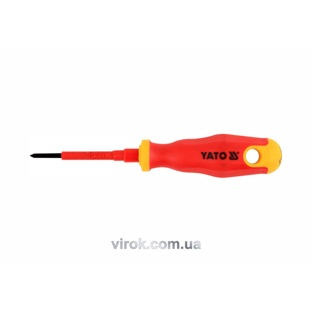 Викрутка хрестова діелектрична ізольована YATO : PH0 x 60 мм. VDE до 1000V [12/120]