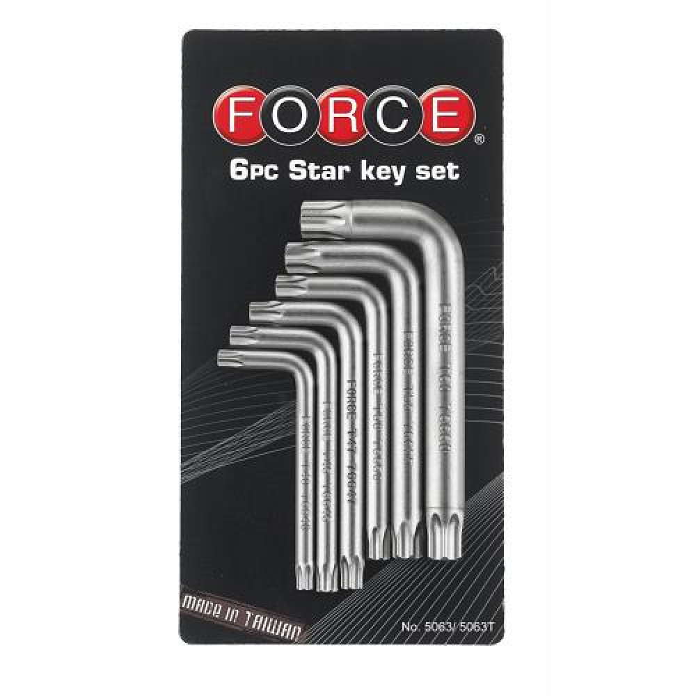 Набор ключей Torx Г-обр. с отверстием 6 пр. (Т40Н-Т60Н) (FORCE 5063T)
