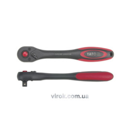 Тріщатка YATO : квадрат 3/8", 72T, L= 202 мм, ручка покрита пластиком [6/24/48]