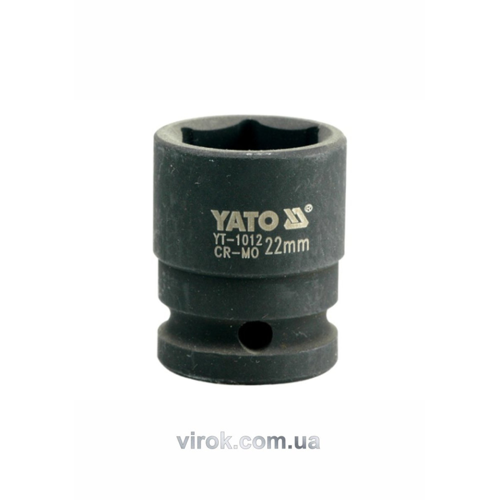 Головка торцева ударна 6-гранна YATO : квадрат 1/2", М= 22 мм, L= 39 мм [30/120]